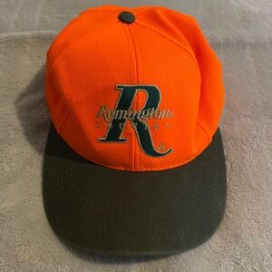Vintage Remington Country Blaze Orange Hunting Hat Snapback Made in USA Cap Mens